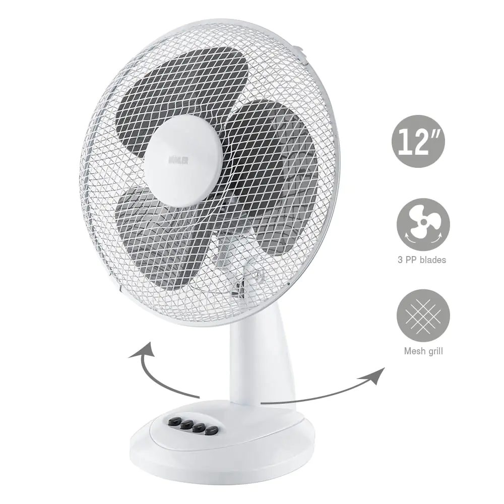 Вентилатор настолен 12'' Muhler FM-12, 30W, 3 перки, (35942037): Характеристики на настолния вентилатор