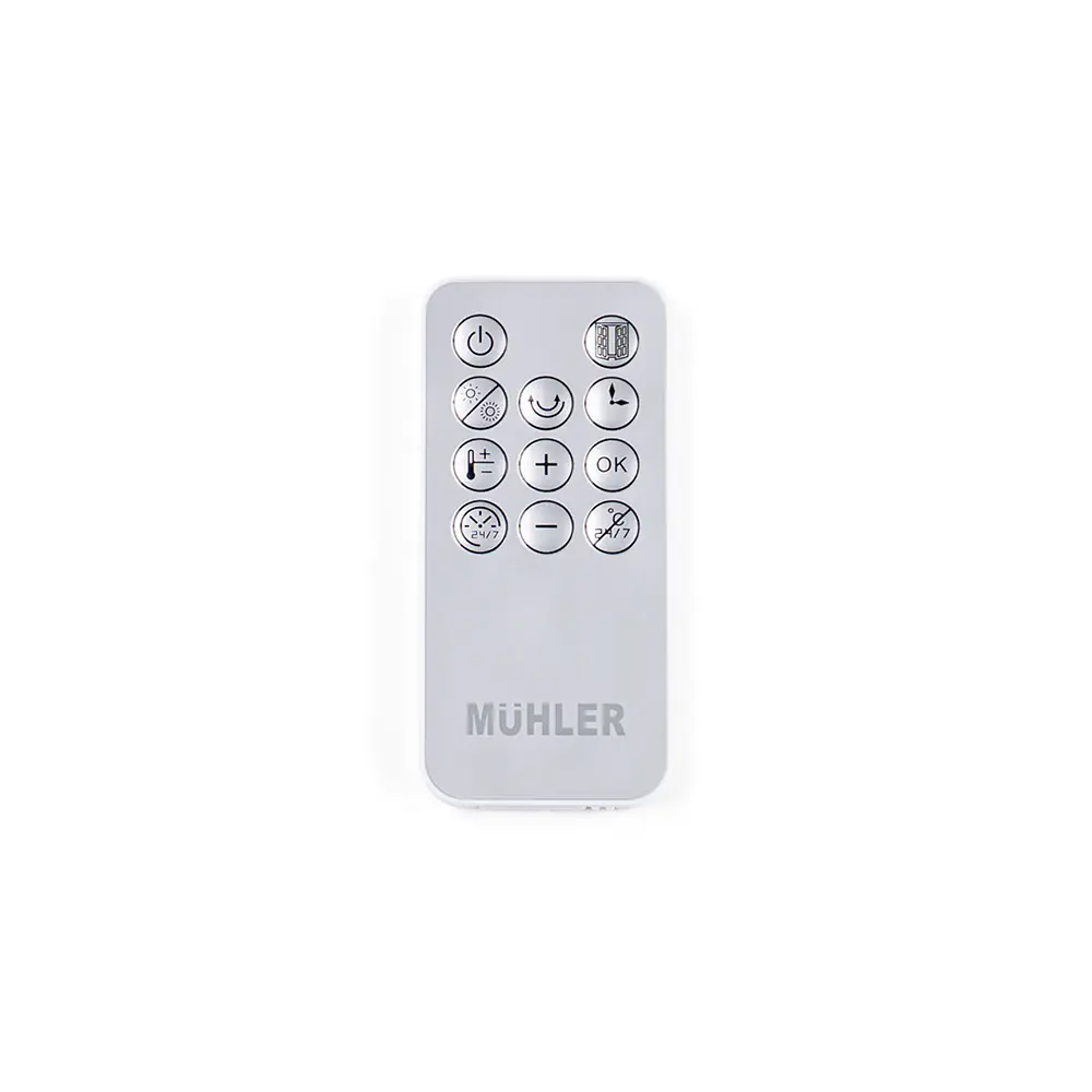 Печка керамична Muhler MCW-2035, 2000W, стенна, стъклен панел, LED дисплей, дистанционно управление, (35946841): Дистанционно управление