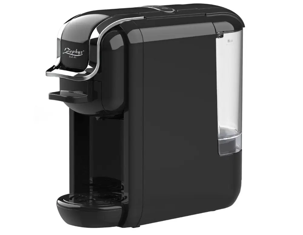 Еспресо машина ZEPHYR ZP 1171 L, За капсули и мляно кафе 3в1, 1450W, 19 бара, Черен, (18362): Еспресо машина под ъгъл
