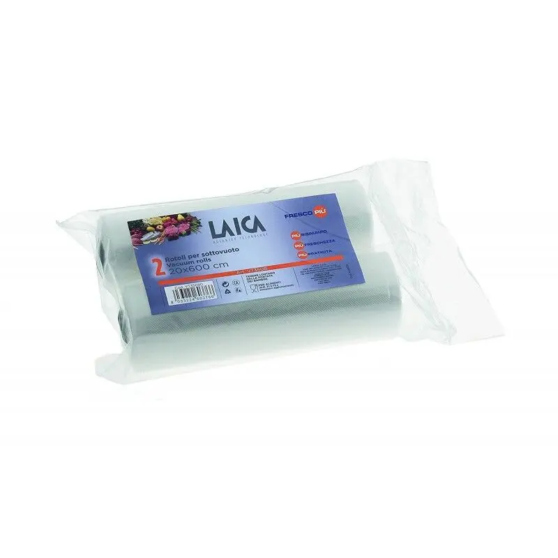 Гофрирани релефни ролки за вакуумиране Laica 28 x 600 см 2 броя в комплект VT35090: Опаковка с две ролки