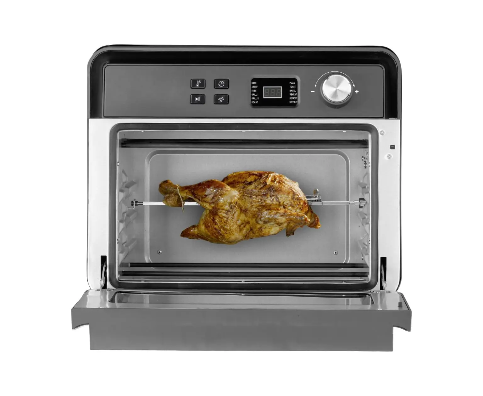 Mногофункционален уред готвене Caso AirFry Chef 1700, 22 л, 1700 W, (11482): Отворена фурна с пиле