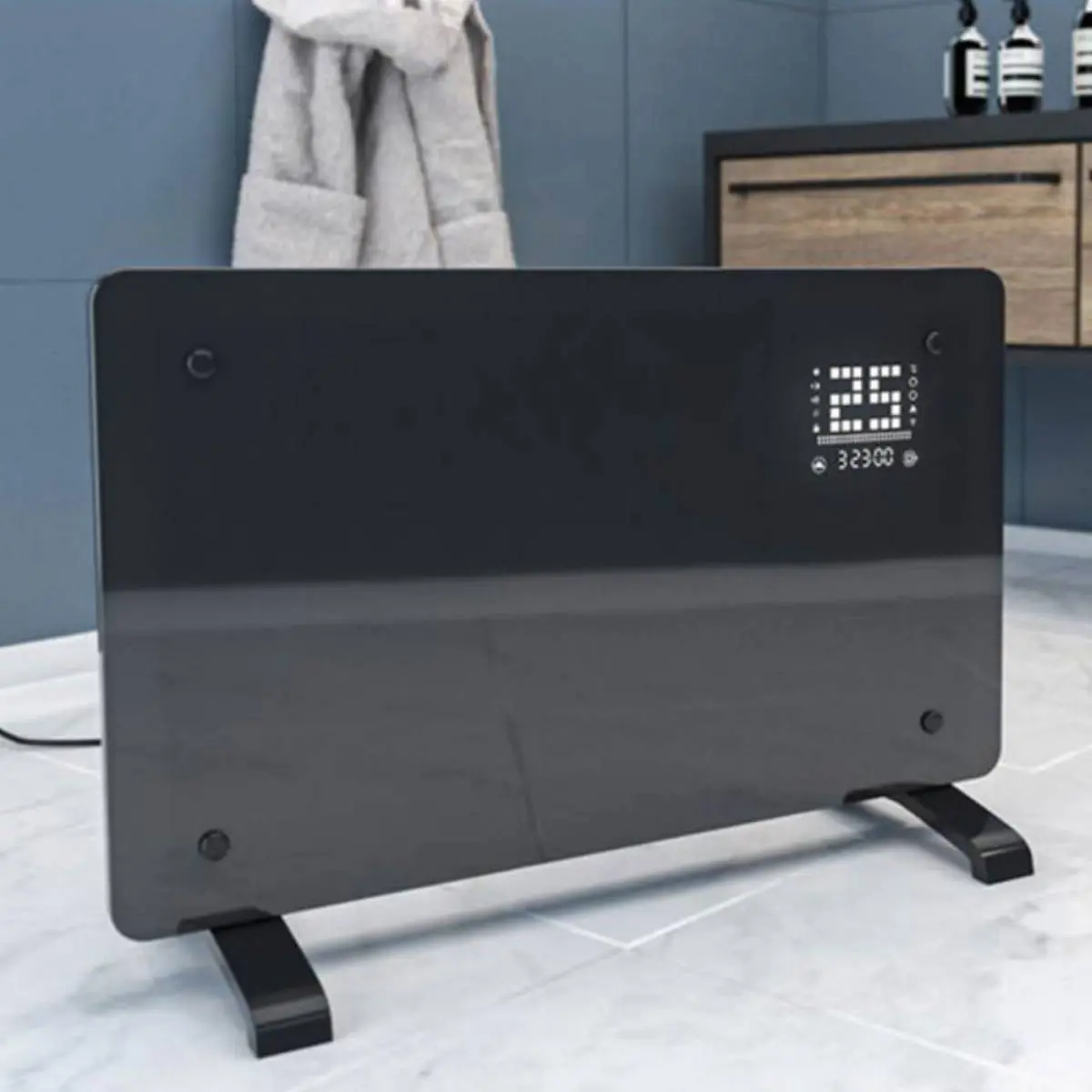 Конвекторна печка ELITE GHD-20, 2000W, Стъклен панел, Черен, (15994): Черен конвектор с дисплей