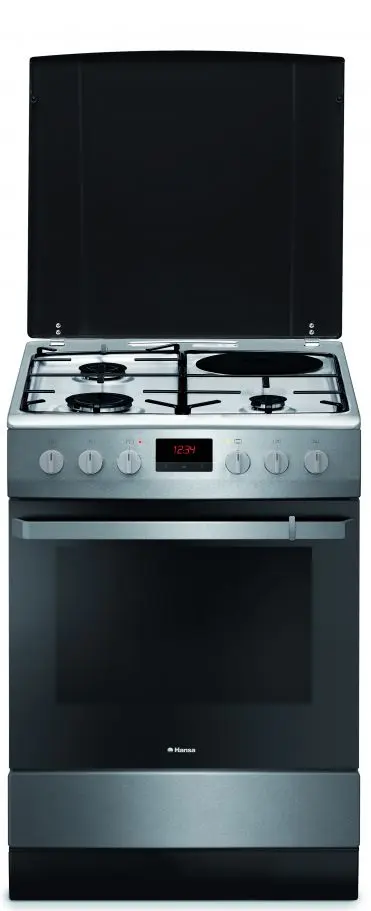 Готварска печка Hansa FCMX68209 на ток и газ, (13790): Печка с отворен капак