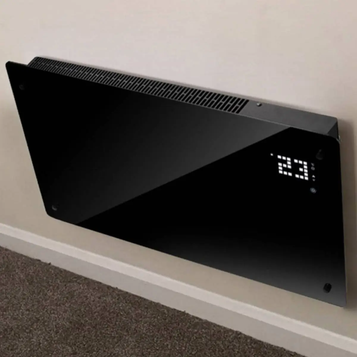 Конвекторна печка ELITE GHD-20, 2000W, Стъклен панел, Черен, (15994): Стенен конвектор с дисплей