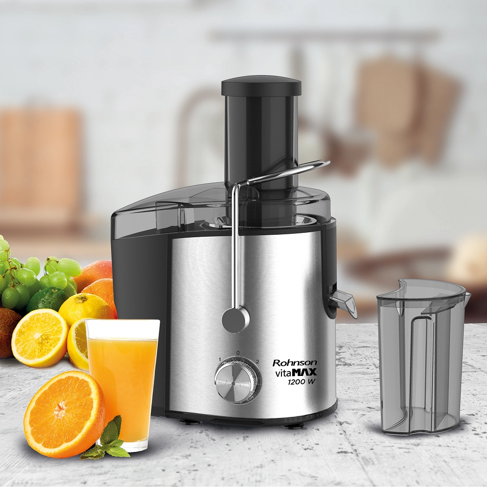 Сокоизстисквачка Rohnson R-439 VitaMax, 1200W. 85 mm отвор, Инокс, (16900): Сокоизстисквачка с кана