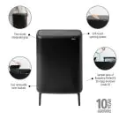 Кош за смет Brabantia Bo Touch Hi 2x30L, Matt Black, (35941639)