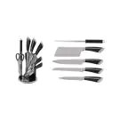 Комплект ножове с поставка ZILNER ZL 5120, 8 части, Точило, Ножици, Неръждаема стомана, Черен, (18383)