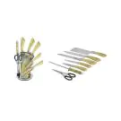 Комплект ножове с поставка ZILNER ZL 5122, 8 части, Точило, Ножици, Неръждаема стомана, Дървена дръжка, (18387)