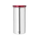 Буркан за 18 броя кафе-капсули Brabantia Matt Steel Fingerprint Proof, Red Lid, (35940994)