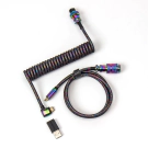 Кабел за клавиатура Keychron Colorful Premium Coiled Angled, USB-C - USB-C, Rainbow Plated Black, (35936255)