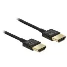 Кабел Delock HDMI-A мъжко - HDMI-A мъжко, Ethernet, 3D, 4K, 0.25 м, Черен, (35935738)