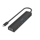 USB-C хъб HAMA, мултипорт, 6 порта, 3 x USB-A, USB-C, HDMI, LAN/Ethernet, (35937539)