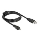Кабел DeLock, USB-A мъжко - MicroUSB-B мъжко, USB 2.0, 1 м, Черен, (35938296)
