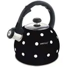 Свирещ чайник Kinghoff KH 1048, 2 литра, Топлоизолирана дръжка, Подходящ за индукция, Неръждаема стомана, Черен на бели точки, (1220420006)