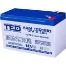Оловна батерия TED ELECTRIC, AGM, 12V, 9Ah , 151/ 65/ 94 mm, Терминал2, (35936521)