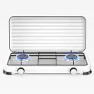 Двоен газов котлон с капак Rosberg R51454D2 2х 2.2 kWh, 30 mbar, Въглеродна стомана, Бял, (20665)