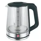 Електрическа кана с филтър за чай Rosberg R51230R, Светеща, 1500W, 2L, Стъкло, Сребрист, (20194)