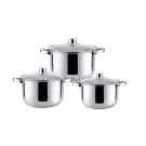 Комплект тенджери HAUS ROLAND, HR-148-2, 3 броя, с капак, ф22, 24, 26см, инокс, (18417)
