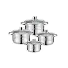 Комплект тенджери HAUS ROLAND, HR-148-5, 4 броя, с капак, ф16, 18, 20, 24см, инокс, (18419)