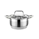 Тенджера HAUS ROLAND HR-149-3, със стъклен капак, ф22, огледален инокс, сатен мат, (18244)