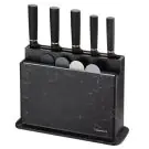 Комплект ножове и дъски за рязане Klausberg KB 7834, 10 части, 5 ножа, 4 дъски, Поставка, Стойка, Черен, (35922577)
