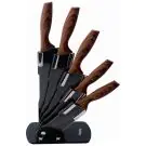 Комплект ножове Oliver Voltz OV51633J5, 6 части, Мраморно покритие, Поставка, Сив/Кафяв, (21332)