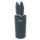 Комплект ножове със стойка Oliver Voltz OV51633G5, Стомана, Мраморно покритие, 6 части, Черен, (20311)