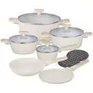 Комплект съдове за готвене Klausberg, KB 7833, 12 части, Незалепващо покритие, Индукция, Бежов, (35930881)