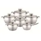 Комплект тенджери Bohmann BH 0512, 12 части, Дебело дъно, Индукция, Инокс, (11272)