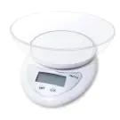 Кухненска везна с купа Rosberg Premium R51651HT, 5 кг, Купа, LCD дисплей, ТАРА, Бял, (12917)