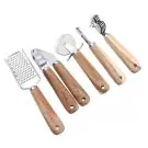 Кухненски аксесоари Kassel KS 93706, 5 части, Акациеви дръжки, Инокс, (999KS93706)