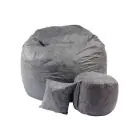 Комплект, Барбарон, с табуретка за крака и декоративна възглавница, 700л. King Size - Smoke Grey, Перящ се калъф, Трансформира се в легло, Пълнеж с микс от мемори пяна и дунапрен, Гама Premium