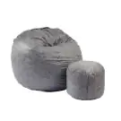 Комплект, Барбарон и табуретка за крака, 700л., King Size - Smoke Grey, Перящ се калъф, Трансформира се в легло, Пълнеж с микс от мемори пяна и дунапрен, Гама Premium