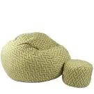 Комплект Барбарон с табуретка за крака 700л. King Size, Zippity Green, Перящ се калъф, Пълнеж с микс от мемори пяна и дунапрен, Гама Premium, (PUF-M-KO-PT-ZIG)