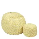 Комплект Барбарон с табуретка за крака 500л. Matusalem, Zippity Yellow, Перящ се калъф, Подходящ за деца, Пълнеж с микс от мемори пяна и дунапрен, Гама Premium, (PUF-M-MO-PT-ZIY)