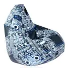 Пуф, круша, 220л., Nirvana Hobbit, Motherboard, Водоустойчив, Перящ се калъф, Пълнеж от Полистиролни перли, принт, 8333