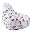 Пуф, круша за деца 4-14 г.,160л. Nirvana Light, Good Old News, Водоустойчив, Перящ се калъф, Пълнеж от Полистиролни перли, принт, 8344