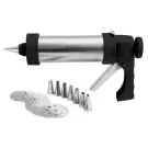 Шприц за сладки Kinghoff KH 1363, 21х17 см, 8 шаблона, 8 накрайника, Инокс, Сив/черен, (9999KH1363)