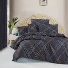 Спален комплект Viktoria 121VCT2711, 3 части, Плик 160x220, Чаршаф 160x240, Калъфка 50х70, Памук Ranforce, Тъмносин, (17664)
