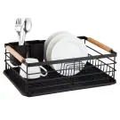 Сушилник за съдове Kinghoff KH 1728, Поставки за прибори, Дървени дръжки, Черен, (12958)