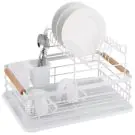 Сушилник за съдове на две нива Kinghoff KH 1798, Поставки за прибори, Дървени дръжки, Бял, (19206)