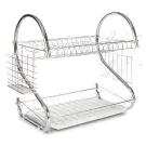 Сушилник за съдове Rosberg R53000H, 2 нива, Поставки за прибори и чаши, Хром, (13205)