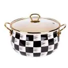 Тенджера Goldmann GM 8017-24BBL, 6.2L, 24x15см, Емайлирана, Индукция и фурна, Бял/черен каре, (22236)