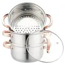 Тенджера за готвене на пара Klausberg KB 7726, 18 см, 2.5 литра, 5 части, Индукция, Инокс/Розово злато, (22202)