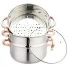 Тенджера за готвене на пара Klausberg KB 7735, 24 см, 5 литра, 4 части, Индукция, Инокс/Розово злато, (22196)
