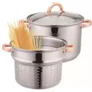 Тенджера за приготвяне на спагети Klausberg KB 7739, 24 см, 7 l, 3 части, Индукция, Сребрист/розово злато, (22199)