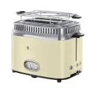 Тостер за хляб Russell Hobbs Retro Vintage Cream 21682-56, 1300W, 2 филийки, 6 нива, Ретро индикаторна скала, Lift & Look, Бързо препичане, Кремав/инокс, (35944731)