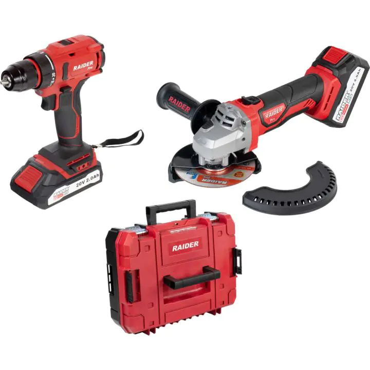 R20 Бормашина & Ъглошлайф 2Ah 4Ah в куфар RAIDER PRO RDP-PBCDI20&SPAG20, (35929995)