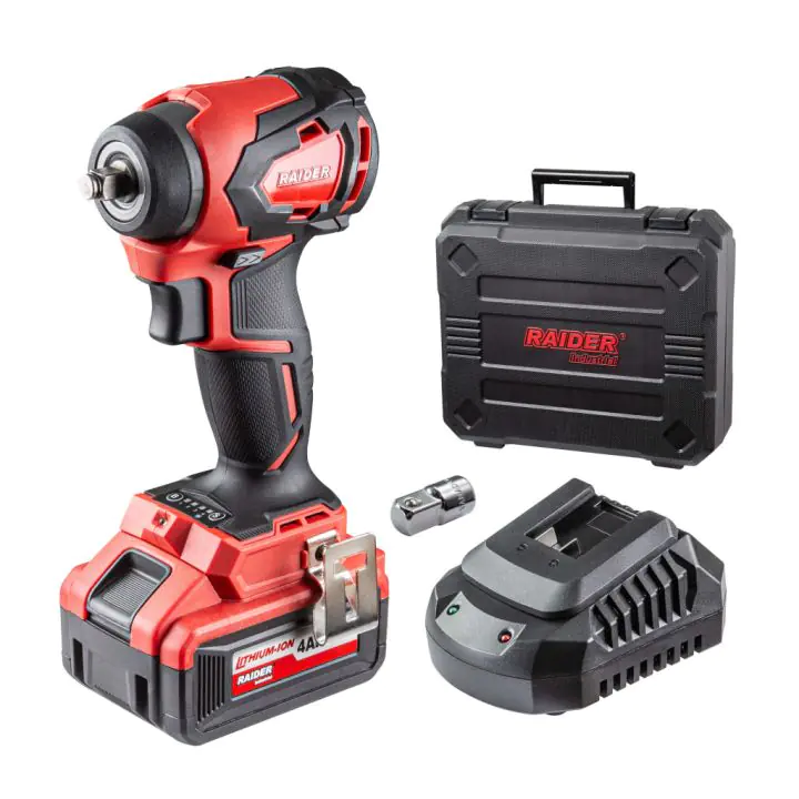Гайковерт безч 20V 4-ск.4Ah 280Nm 3/8“ и 1/2"куфар RAIDER INDUSTRIAL RDI-IBW03, (35929834)