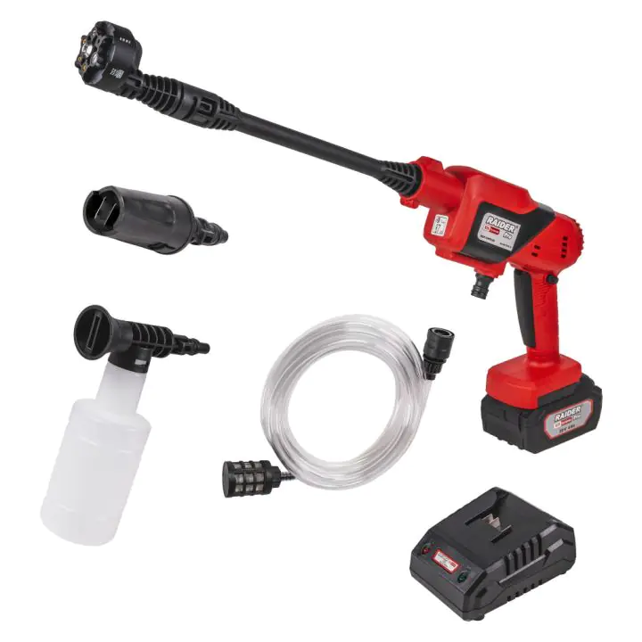 R20 Водоструйка 2,5MPa 3,3L/min 4Ah 6в1 дюза RAIDER PRO RDP-CHPC20, (35930222)